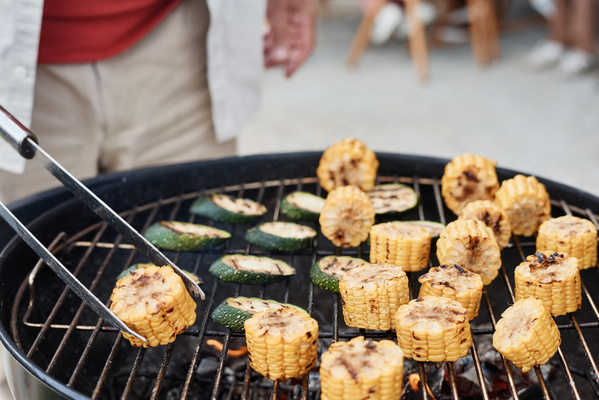 Grill on Which Corn and Zucchini are Fried